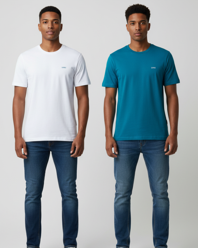 Essential 2 Pack Tee - White & Teal