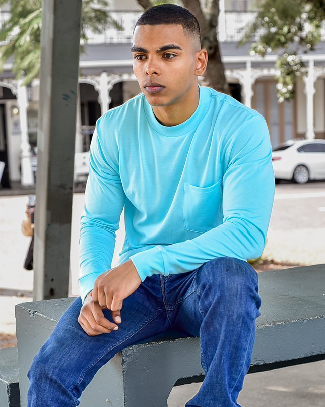 Classic Pocket T Long Sleeve - Aqua