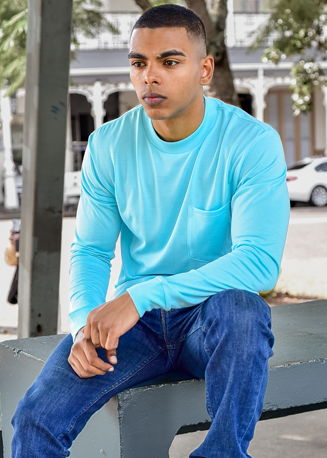 Classic Pocket T Long Sleeve - Aqua