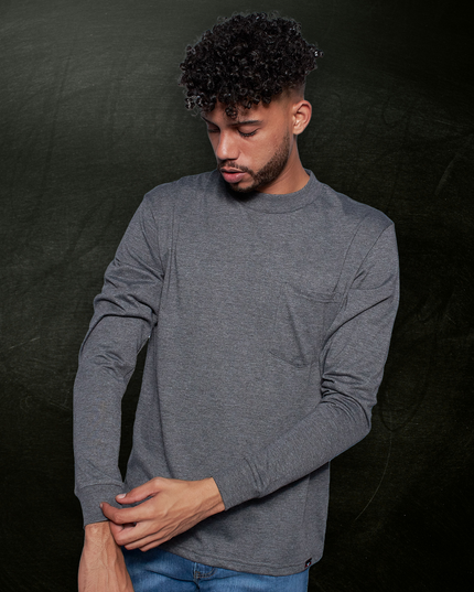 Classic Pocket T Long Sleeve - Charcoal Melange