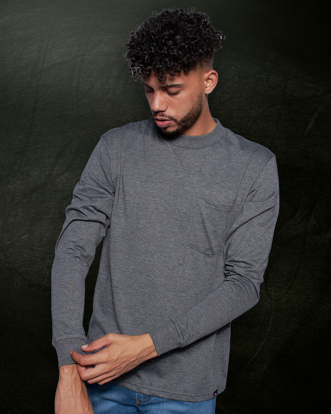 Classic Pocket T Long Sleeve - Charcoal Melange
