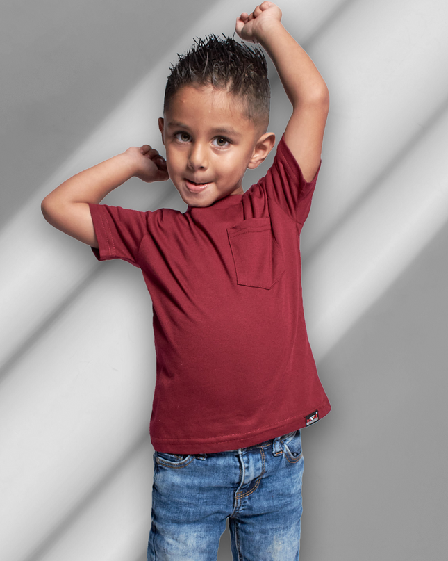 Classic Kids Pocket T Short Sleeve - Maroon