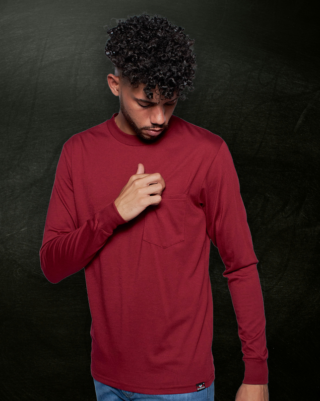 Classic Pocket T Long Sleeve - Maroon
