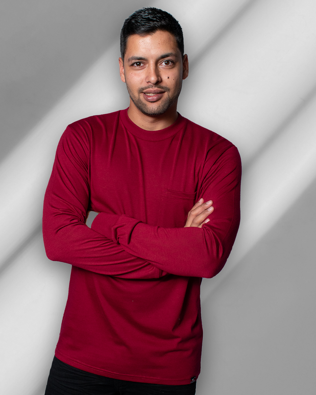 Classic Pocket T Long Sleeve - Maroon