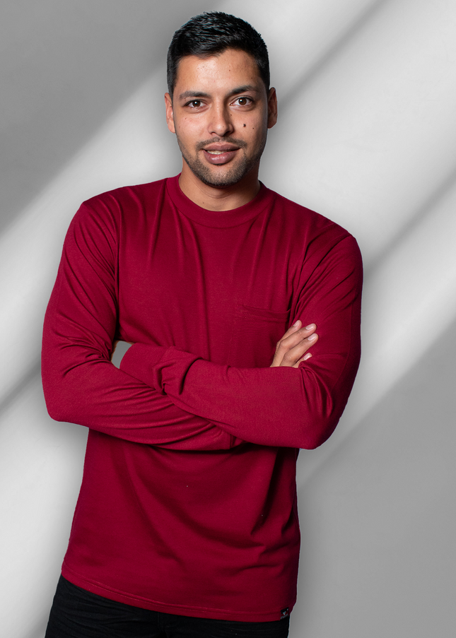 Classic Pocket T Long Sleeve - Maroon