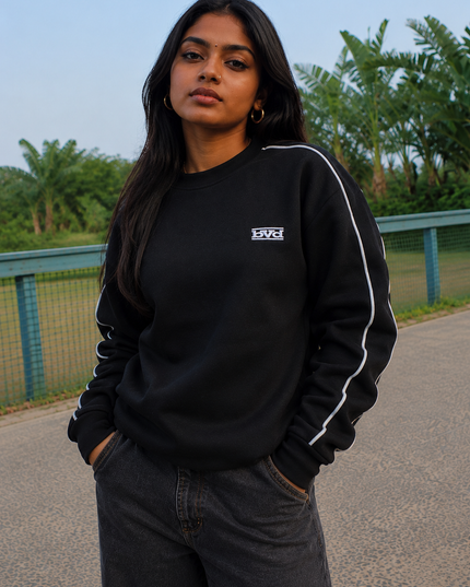 Signature Piping Crew - Black White