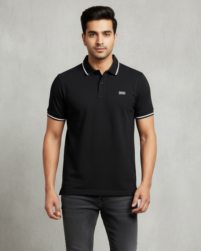 Pique Golfer Short Sleeve - Black