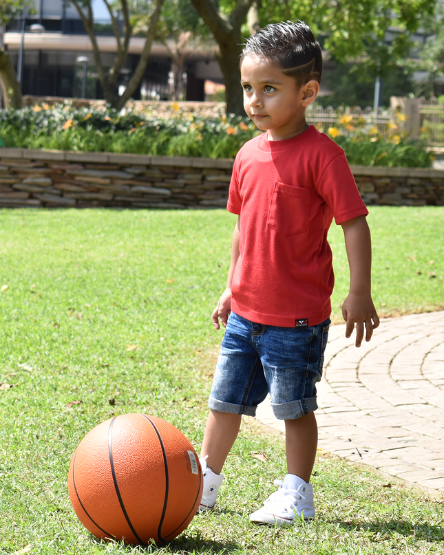 Classic Kids Pocket T Short Sleeve - Sport Red
