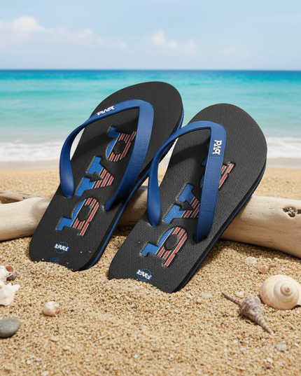 Embossed Flip Flop - Black/Royal