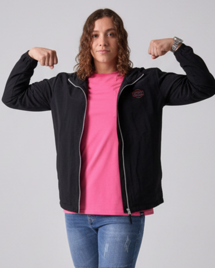 Windbreaker Jacket - Black/Red