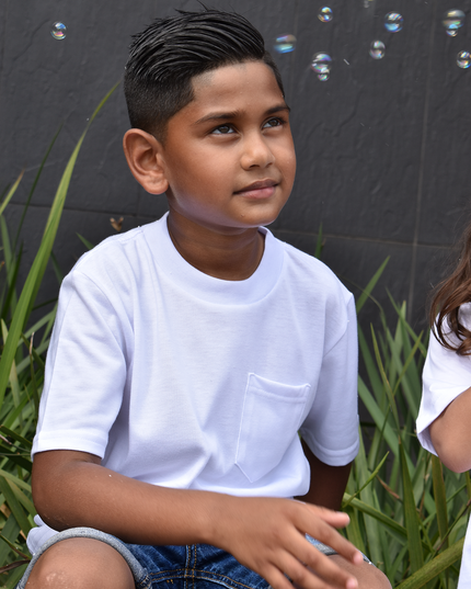 Classic Kids Pocket T Short Sleeve - White