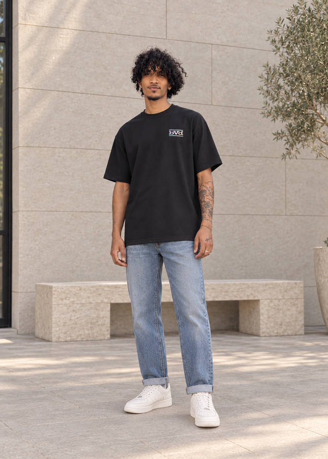 Heavyweight Relaxed Side Logo Tee - Black Multi