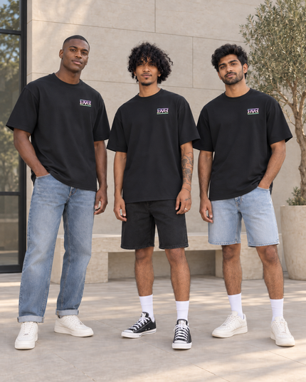 Heavyweight Relaxed Side Logo Tee - Black Multi