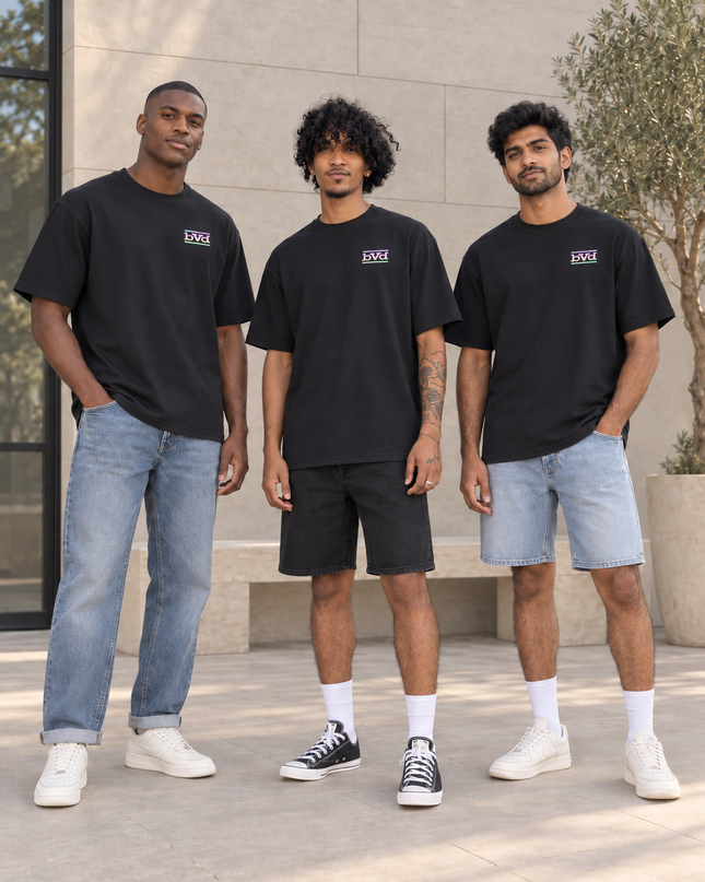 Heavyweight Relaxed Side Logo Tee - Black Multi