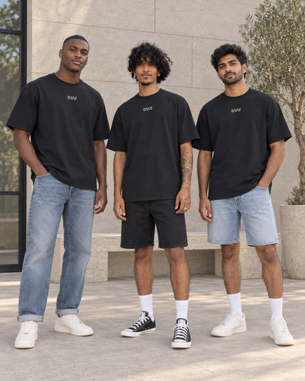 Heavyweight Relaxed Centre Logo Tee - Black Lt Grey
