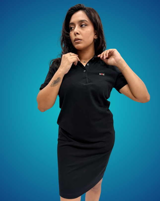 Ladies Pique Golfer Dress - Black