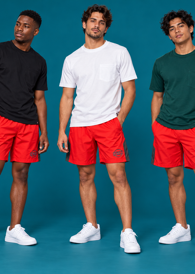 Comfort Active Shorts - Red/Grey