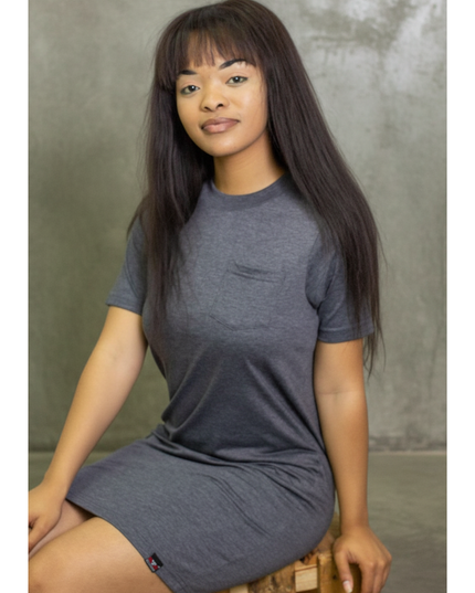 Classic Pocket T Dress - Charcoal Melange
