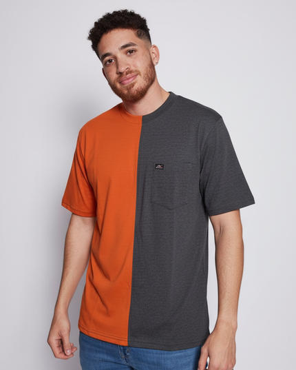 2 Tone Pocket T Short Sleeve - Charcoal/Orange