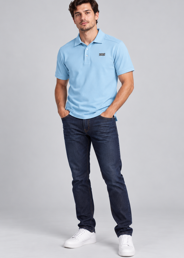 Classic Pique Golfer - Cloud Blue