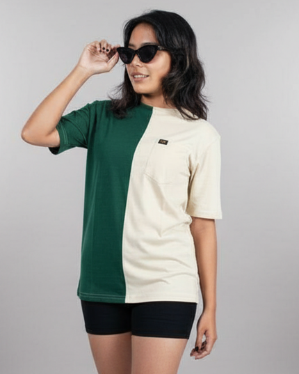 2 Tone Pocket T Short Sleeve - Ivory/Forest