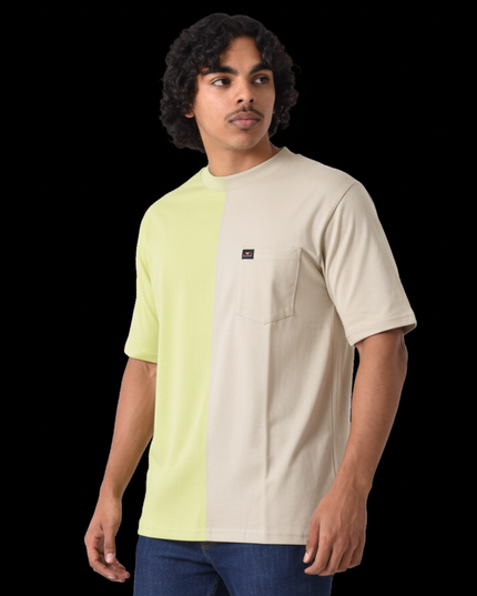 2 Tone Pocket T Short Sleeve - Ivory/Lemon
