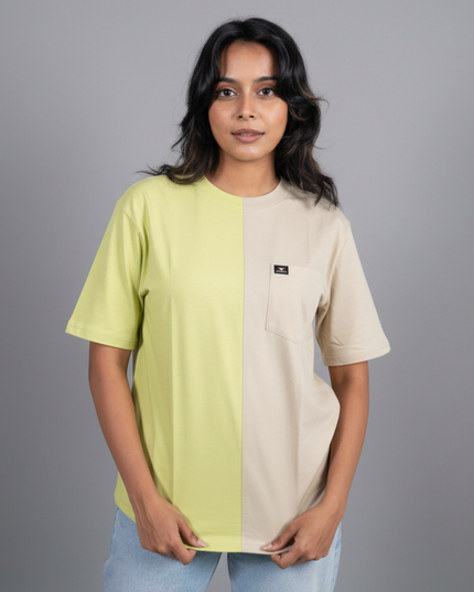 2 Tone Pocket T Short Sleeve - Ivory/Lemon