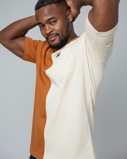 2 Tone Pocket T Short Sleeve - Ivory/Rust