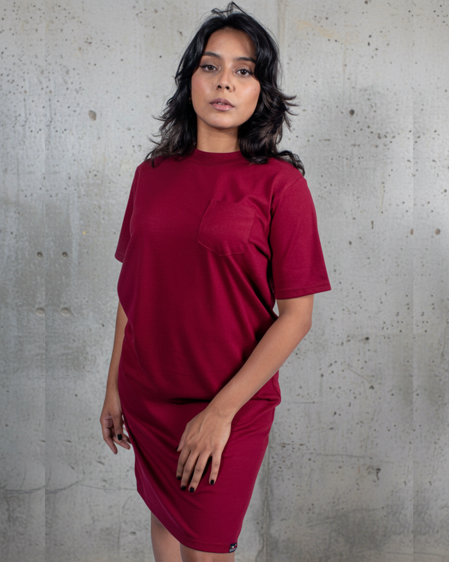 Classic Pocket T Dress - Maroon