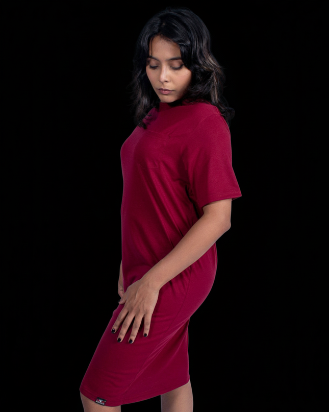 Classic Pocket T Dress - Maroon