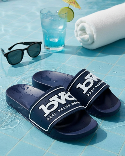 3D Logo Pool Slide - Navy/White