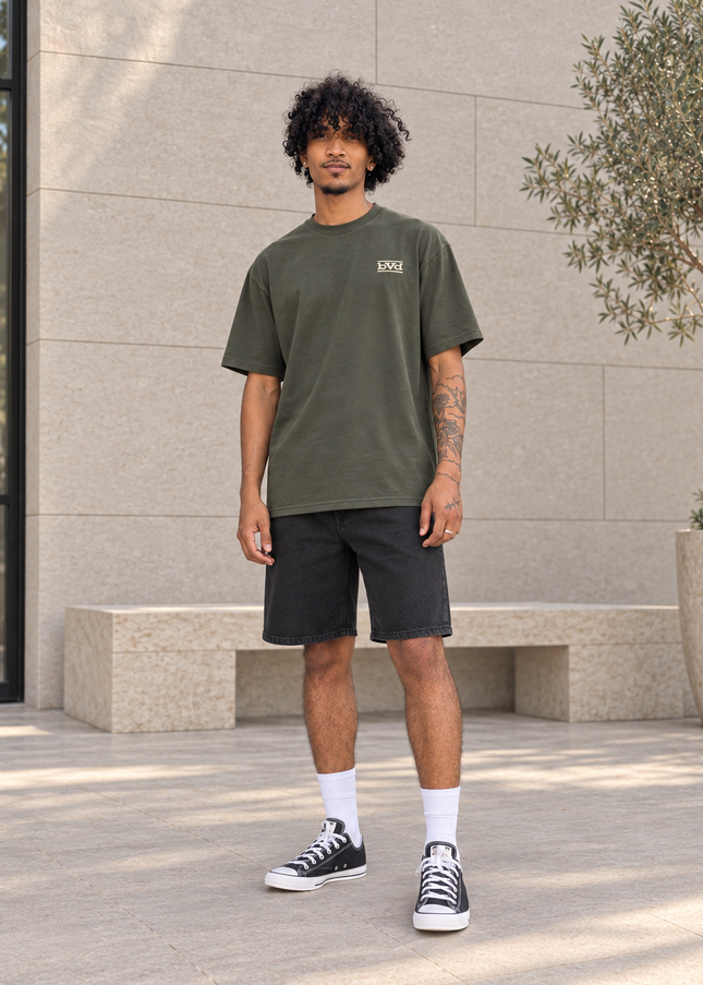 Heavyweight Relaxed Side Logo Tee - Olive Cream