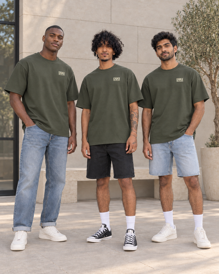 Heavyweight Relaxed Side Logo Tee - Olive Cream