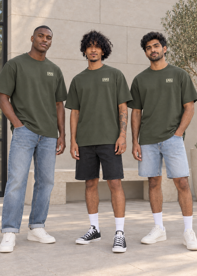 Heavyweight Relaxed Side Logo Tee - Olive Cream