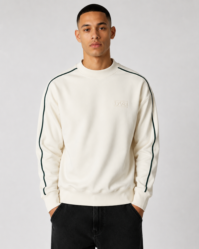 Signature Piping Crew - Cream Green
