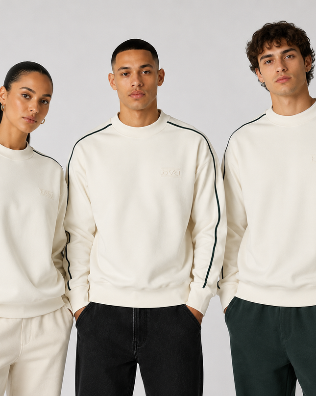Signature Piping Crew - Cream Green