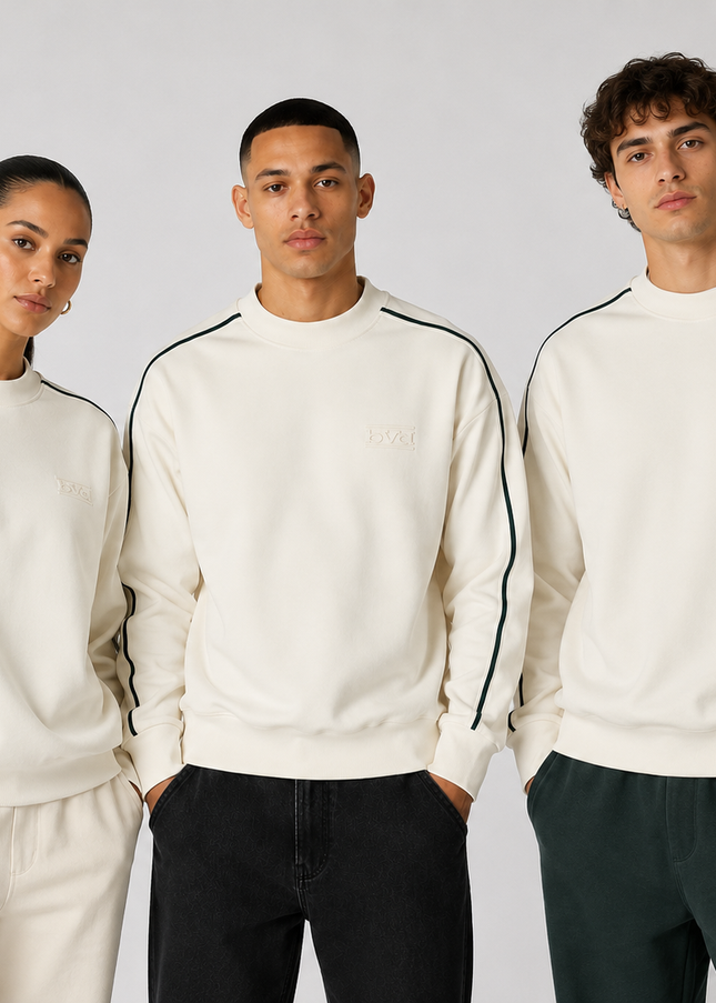 Signature Piping Crew - Cream Green