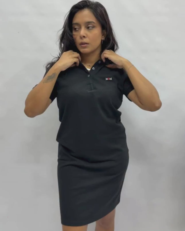 Ladies Pique Golfer Dress - Black