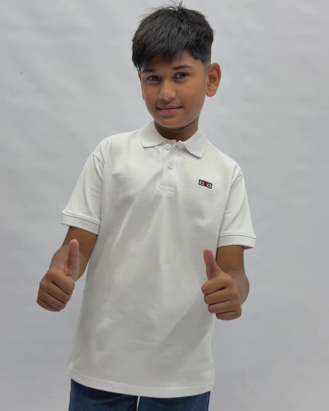 Kids Pique Golfer Short Sleeve - White