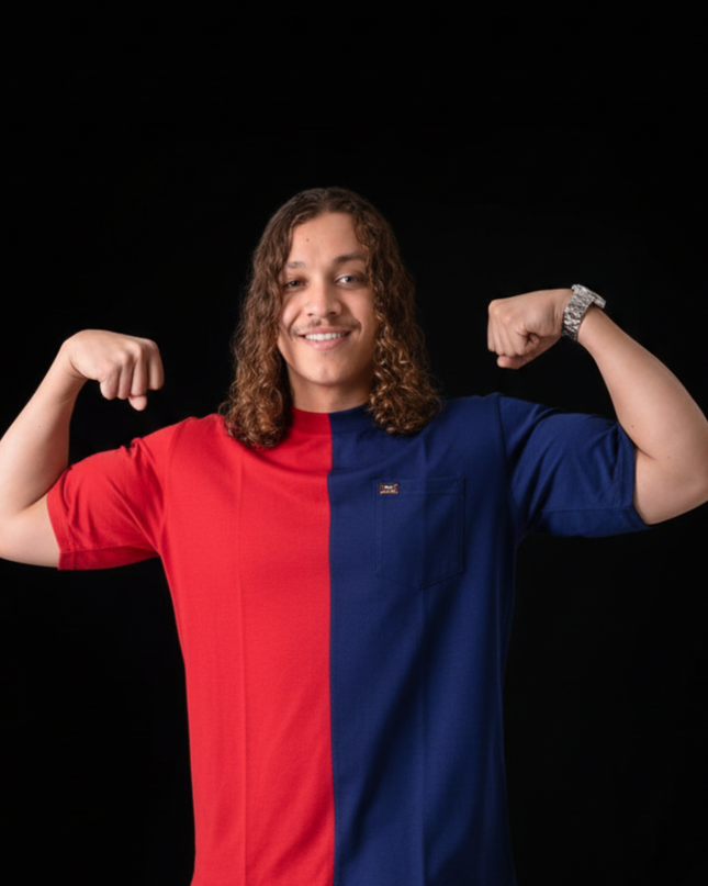 2 Tone Pocket T Short Sleeve - Royal/Red