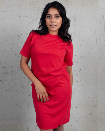 Ladies Pocket T Dress - Sport Red