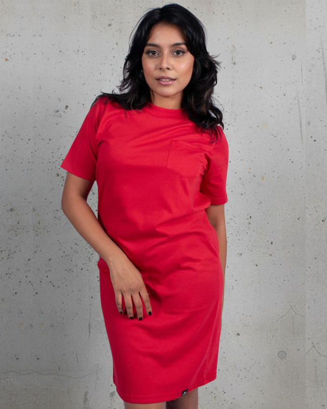 Ladies Pocket T Dress - Sport Red