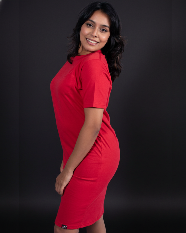 Ladies Pocket T Dress - Sport Red