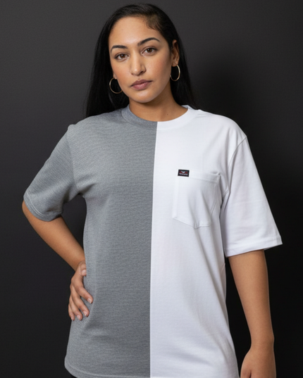 2 Tone Pocket T Short Sleeve - White/Grey Mel
