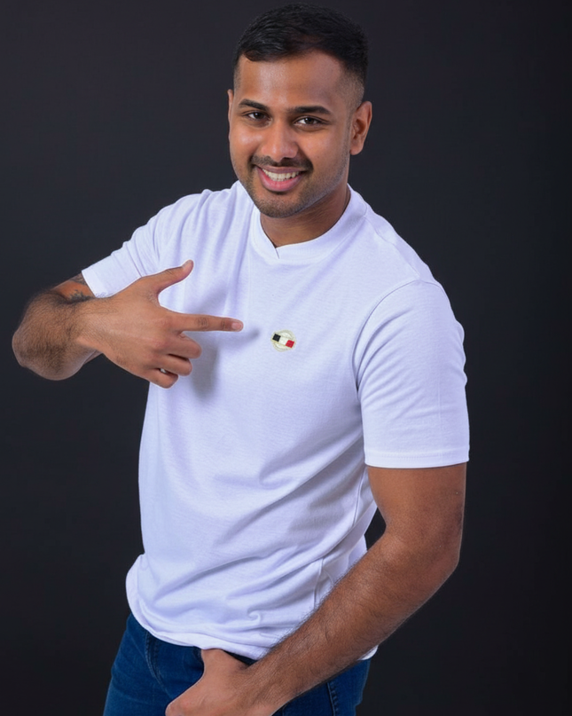 Cross Over Collar T Short Sleeve - White