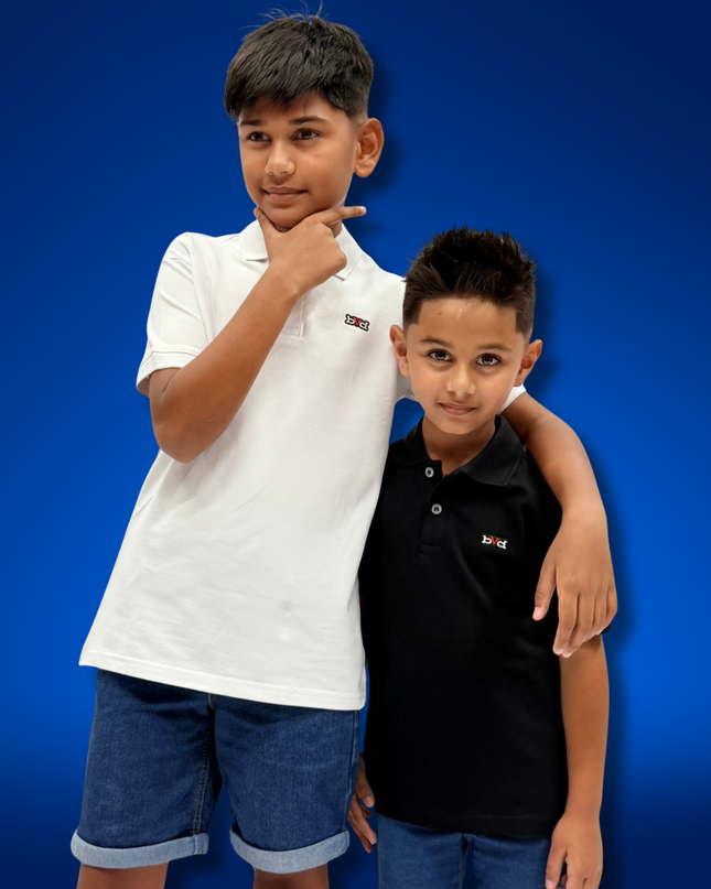 Kids Pique Golfer Short Sleeve - Black
