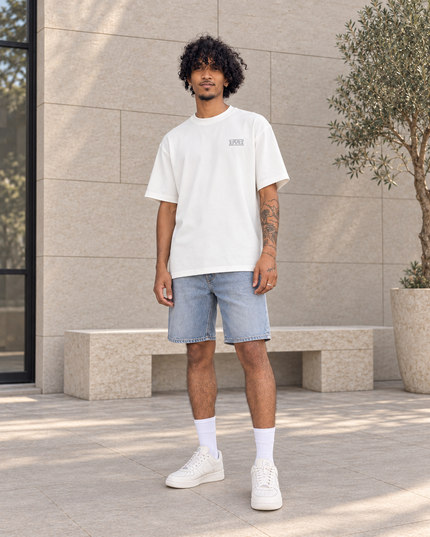 Heavyweight Relaxed Side Logo Tee - Star White Lt Grey