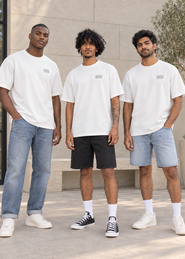 Heavyweight Relaxed Side Logo Tee - Star White Lt Grey