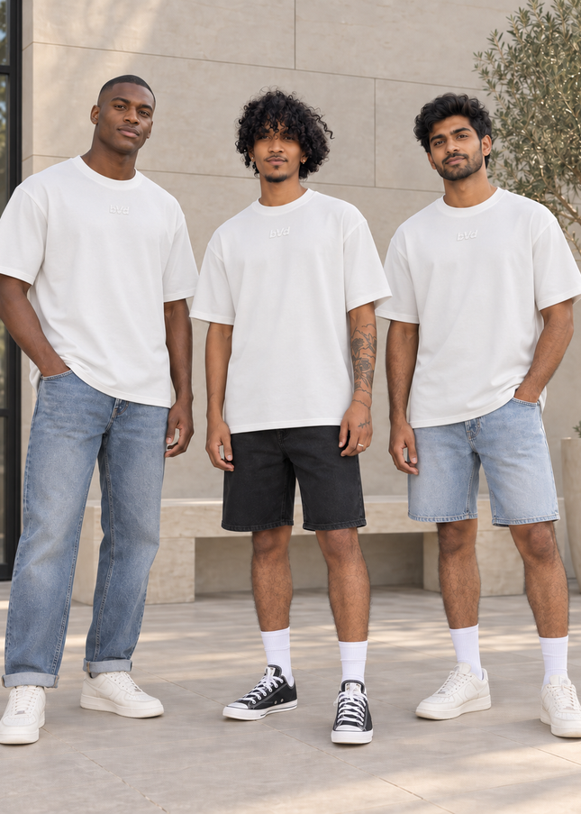 Heavyweight Relaxed Centre Logo Tee - Star White