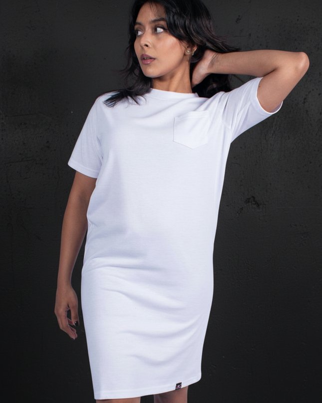 Classic Pocket T Dress - White